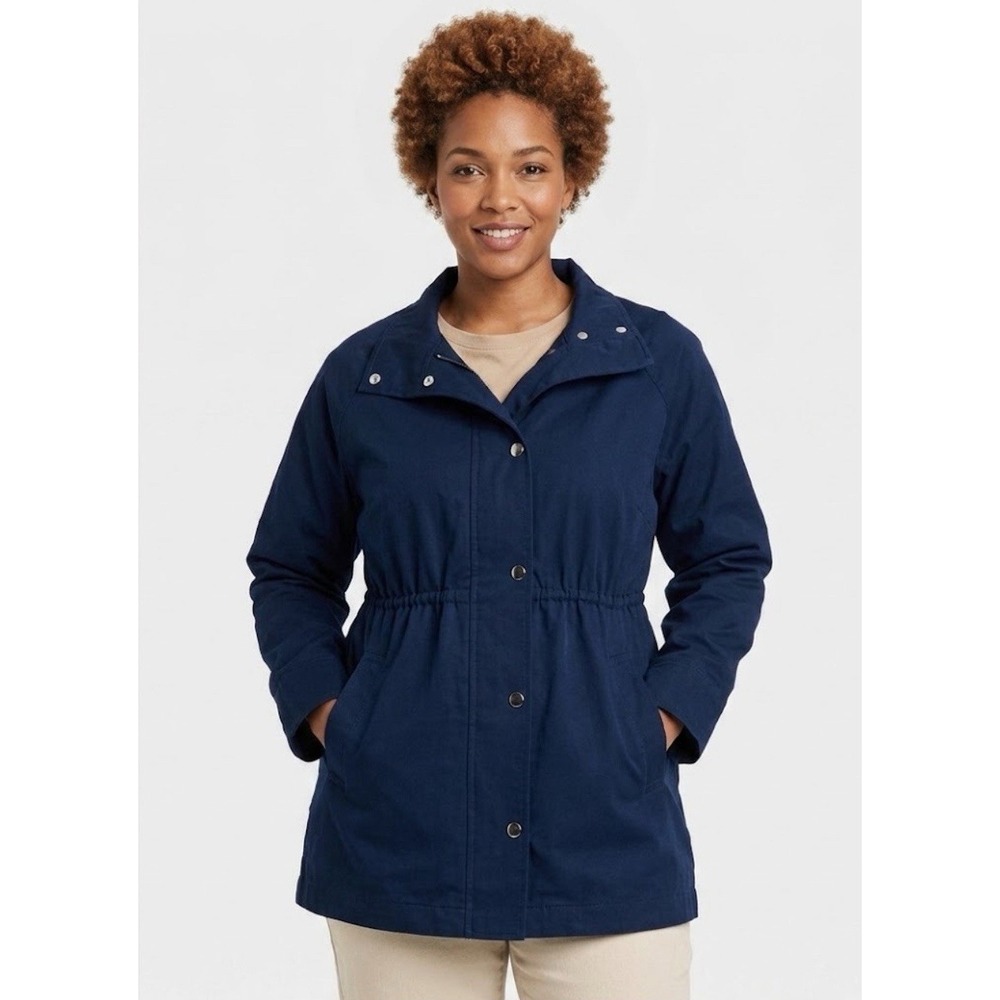 A New Day Women's Navy Blue Button/Zip Close Anorak utility Jacket Size XS